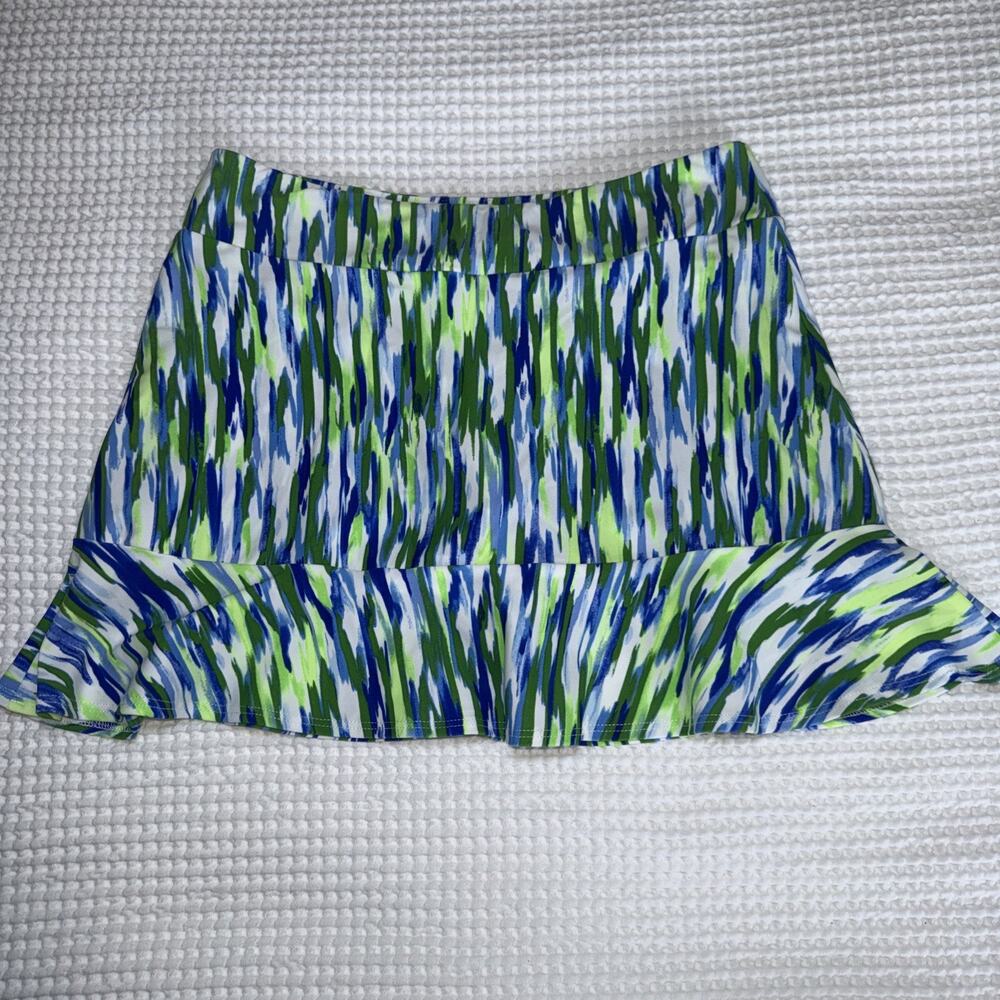 Jude Connally Blue Green White Womens XS Golf Skort Pull On Stretch Colorful EUC